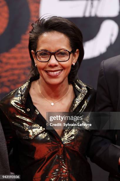 Audrey Pulvar attends closing ceremony of 10th Beaune International Thriller Film Festival on on April 7, 2018 in Beaune, France.