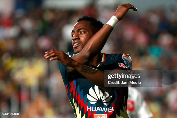 Alex Renato Ibarra of America reacts during the 14th round match between Necaxa and America as part of the Torneo Clausura 2018 Liga MX at Victoria...