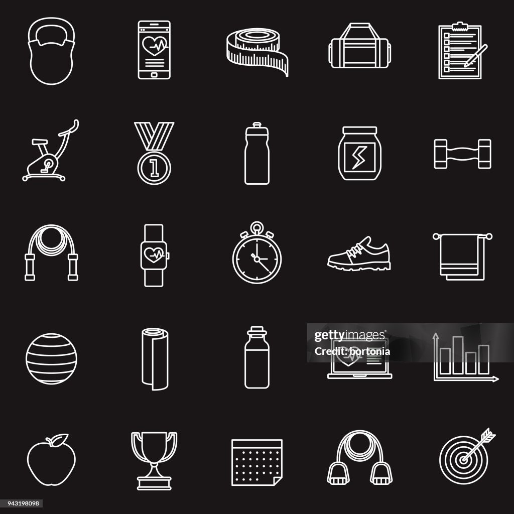 Fitness Thin Line Icon Set