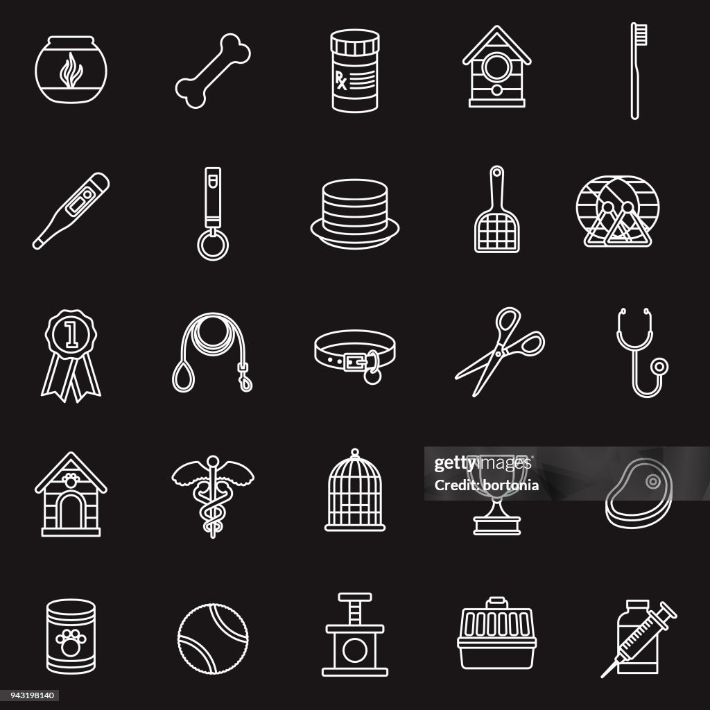 Pet Supplies Thin Line Icon Set