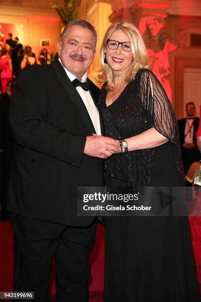 Joseph Hannesschlaeger and his girlfriend Bettina Geyer during the 29th ROMY award at Hofburg Vienna on April 7, 2018 in Vienna, Austria.