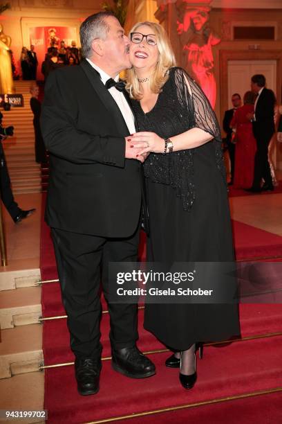 Joseph Hannesschlaeger and his girlfriend Bettina Geyer during the 29th ROMY award at Hofburg Vienna on April 7, 2018 in Vienna, Austria.