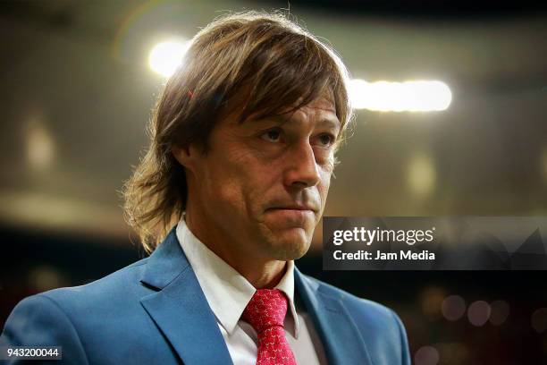 Matias Almeyda, Head Coach of Chivas looks on during the 14th round match between Chivas and Veracruz as part of the Torneo Clausura 2018 Liga MX at...