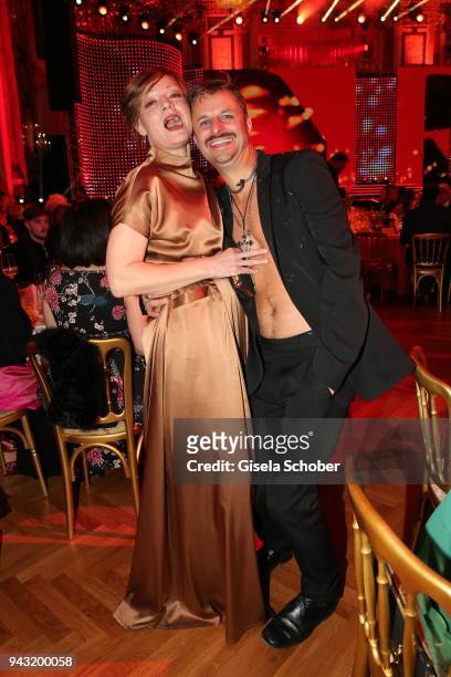 Marion Mitterhammer, Philipp Hochmair without shirt during the 29th ROMY award at Hofburg Vienna on April 7, 2018 in Vienna, Austria.