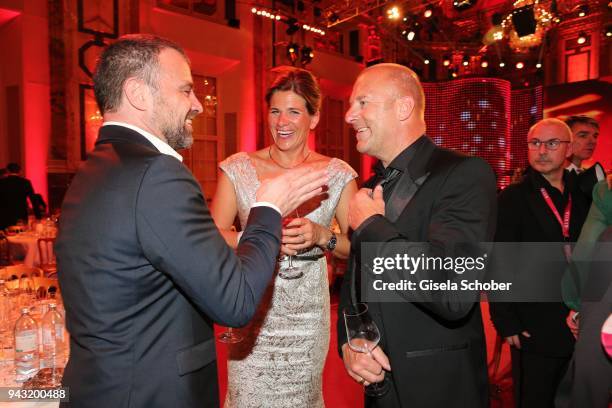 Juergen Maurer, Heino Ferch and his wife Marie-Jeanette Ferch during the 29th ROMY award at Hofburg Vienna on April 7, 2018 in Vienna, Austria.