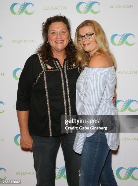 Actress Dot Marie Jones and her wife Bridgett Casteen attend the Cocktails for Change fundraiser hosted by ClexaCon to benefit Cyndi Lauper's True...
