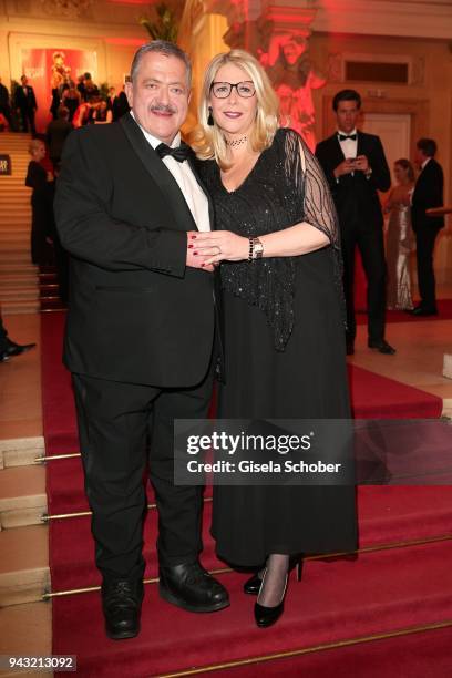 Joseph Hannesschlaeger and his girlfriend Bettina Geyer during the 29th ROMY award at Hofburg Vienna on April 7, 2018 in Vienna, Austria.