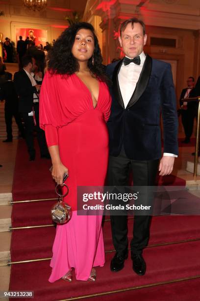 Devid Striesow and his girlfriend Ines Ganzberger during the 29th ROMY award at Hofburg Vienna on April 7, 2018 in Vienna, Austria.