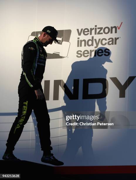 Charlie Kimball driver of the Carlin Chevrolet IndyCar is introduced to the Verizon IndyCar Series Phoenix Grand Prix at ISM Raceway on April 7, 2018...