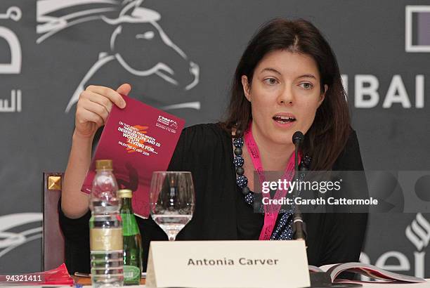 Antonia Carver attends the "Checkpoint Rock" press conference during day four of the 6th Annual Dubai International Film Festival held at the Madinat...