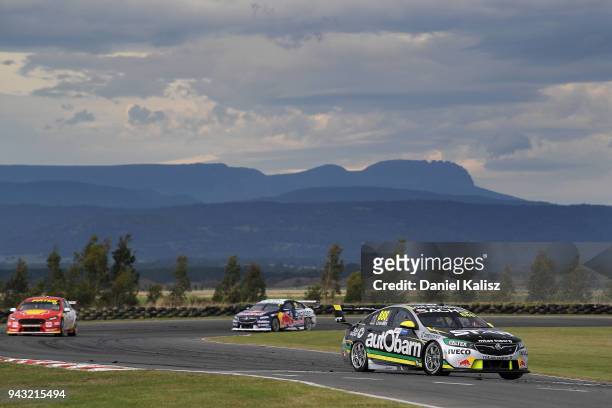 Craig Lowndes drives the Autobarn Lowndes Racing Holden Commodore ZB during race 2 for the Supercars Tasmania SuperSprint on April 8, 2018 in Hobart,...