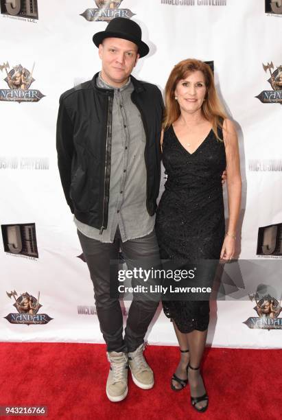 Musical artist Patrick Alan Casey and writer/actress Judy Norton attend the premiere of "Inclusion Criteria" at Charlie Chaplin Theatre on April 7,...