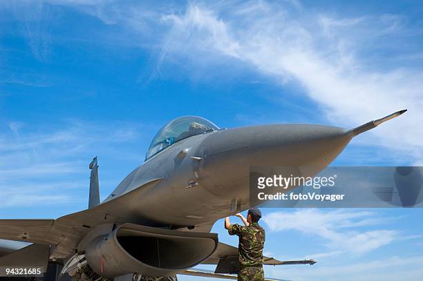 fighter plane and technician - militia stock pictures, royalty-free photos & images