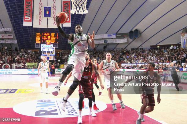 Jason Rich and Marteen Leunen and Kyrylo Fesenko of Sidigas competes with Austin Daye and Edgar Sosa of Umana during the LBA LegaBasket of Serie A...