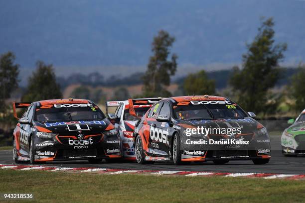 James Courtney drives the Mobil 1 Boost Mobile Racing Holden Commodore ZB leads Scott Pye drives the Mobil 1 Boost Mobile Racing Holden Commodore ZB...
