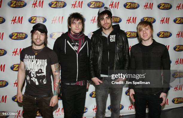 John Keefe, Martin Johnson, Paul DiGiovanni and Bryan Donahue of Boys Like Girls attend the Z100s Jingle Ball 2009 presented by H&M at Madison Square...