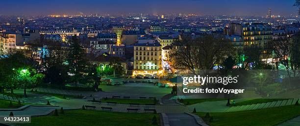 city of paris at night - the place pigalle in paris stock pictures, royalty-free photos & images