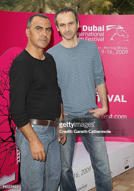 Actor Omar Dabboor and director Raed Andoni attend the "Fix Me" photocall during day four of the 6th Annual Dubai International Film Festival held at...