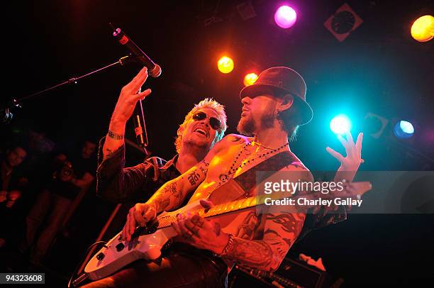 Musicians Mark McGrath and Dave Navarro perform at Camp Freddy and Friends presented by Onitsuka Tiger at The Roxy Theatre on December 11, 2009 in...