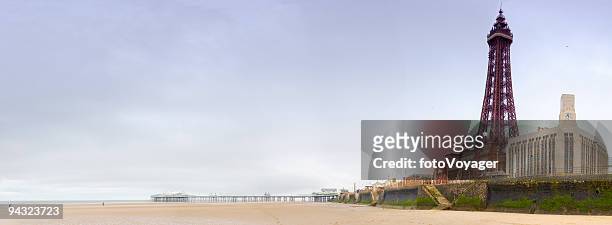 beach, pier, tower - blackpool tower stock pictures, royalty-free photos & images