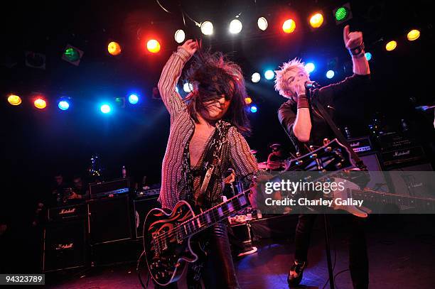 Musicians Steve Stevens and Deryck Whibley performs at Camp Freddy and Friends presented by Onitsuka Tiger at The Roxy Theatre on December 11, 2009...