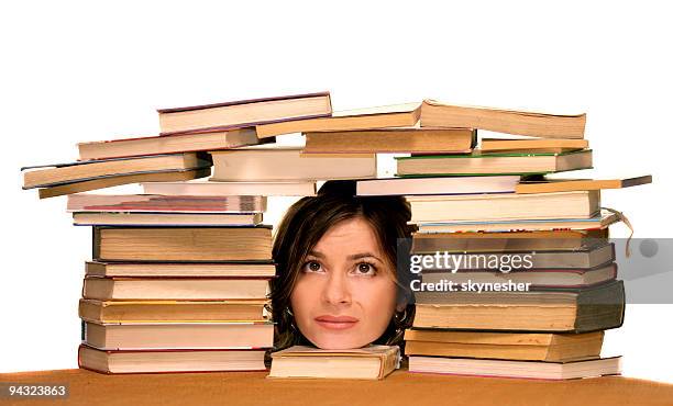 poor student with many books - toughness stock pictures, royalty-free photos & images