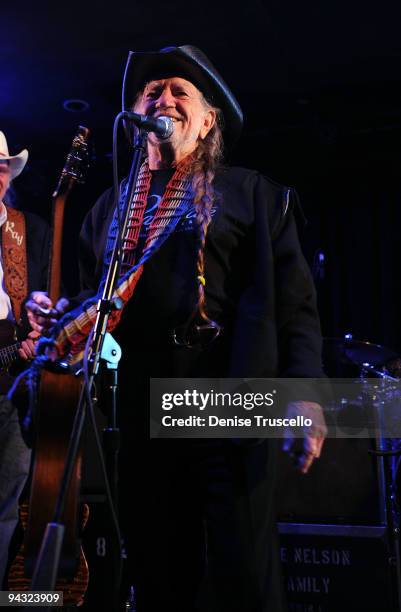 Willie Nelson performs at the grand opening of B.B. Kings Blues Club on December 11, 2009 in Las Vegas, Nevada.