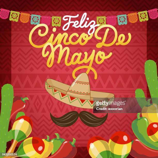 illustrazioni stock, clip art, cartoni animati e icone di tendenza di cappello felice cinque maggio - mariachi