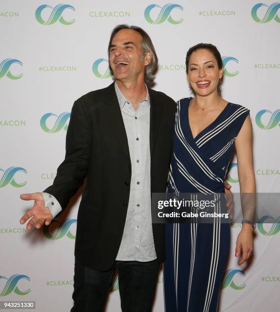 Producer Vince Calandra and actress Emmanuelle Vaugier attend the Cocktails for Change fundraiser hosted by ClexaCon to benefit Cyndi Lauper's True...