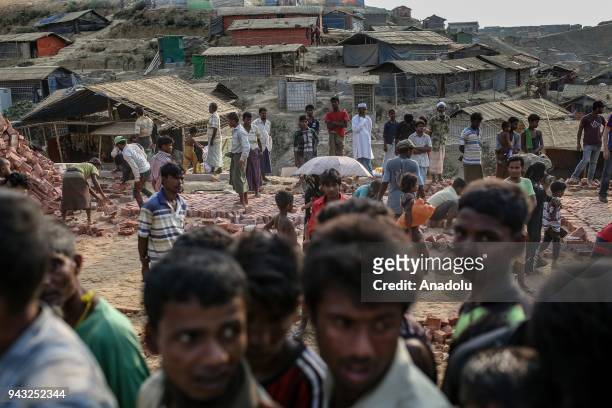 Rohingya refugees are seen at Kutupalong refugee camp in Maynar Guna, near Cox's Bazar, Bangladesh on April 07, 2018. Rohingya people, who fled from...