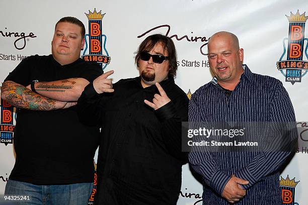 Television personalities Corey Harrison, Austin Russell and Rick Harrison from the reality TV show "Pawn Stars" shattend the grand opening of the...