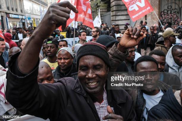 About 500 asylum seekers demonstrrate in Paris against the immigration bill of the Minister of interior, Gerard Collomb, in Paris on April 07...