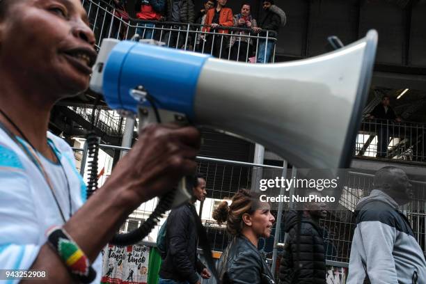 About 500 asylum seekers demonstrrate in Paris against the immigration bill of the Minister of interior, Gerard Collomb, in Paris on April 07...