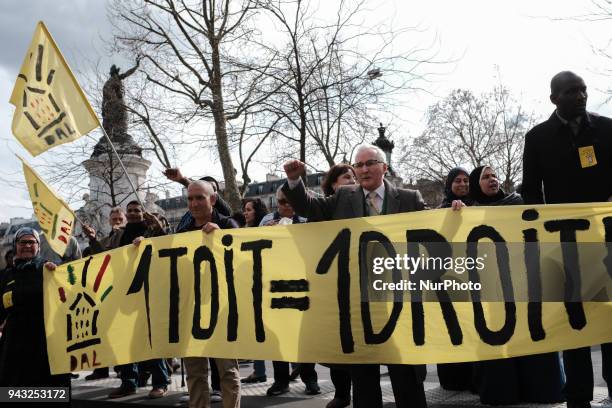 About 500 asylum seekers demonstrrate in Paris against the immigration bill of the Minister of interior, Gerard Collomb, in Paris on April 07...