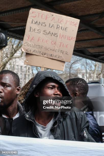 About 500 asylum seekers demonstrrate in Paris against the immigration bill of the Minister of interior, Gerard Collomb, in Paris on April 07...