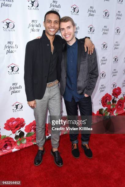 Rayvon Owen and Shane Bitney Crone attend the My Friend's Place 30th Anniversary Gala at Hollywood Palladium on April 7, 2018 in Los Angeles,...
