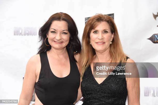 Jewelle Colwell and writer/actress Judy Norton attend the premiere of "Inclusion Criteria" at Charlie Chaplin Theatre on April 7, 2018 in Los...