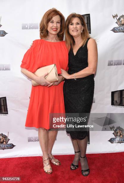 Director/writer/actress Judy Norton and actress Lee Purcell attend the premiere of "Inclusion Criteria" at Charlie Chaplin Theatre on April 7, 2018...