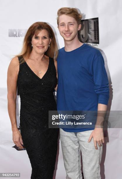 Director/writer/actress Judy Norton and actor Joey Luthman attend the premiere of "Inclusion Criteria" at Charlie Chaplin Theatre on April 7, 2018 in...