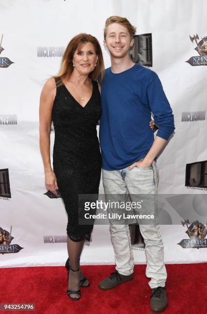 Director/writer/actress Judy Norton and actor Joey Luthman attend the premiere of "Inclusion Criteria" at Charlie Chaplin Theatre on April 7, 2018 in...