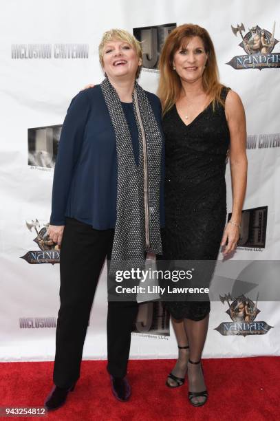 Director/writer/actress Judy Norton and actress Alison Arngrim attend the premiere of "Inclusion Criteria" at Charlie Chaplin Theatre on April 7,...