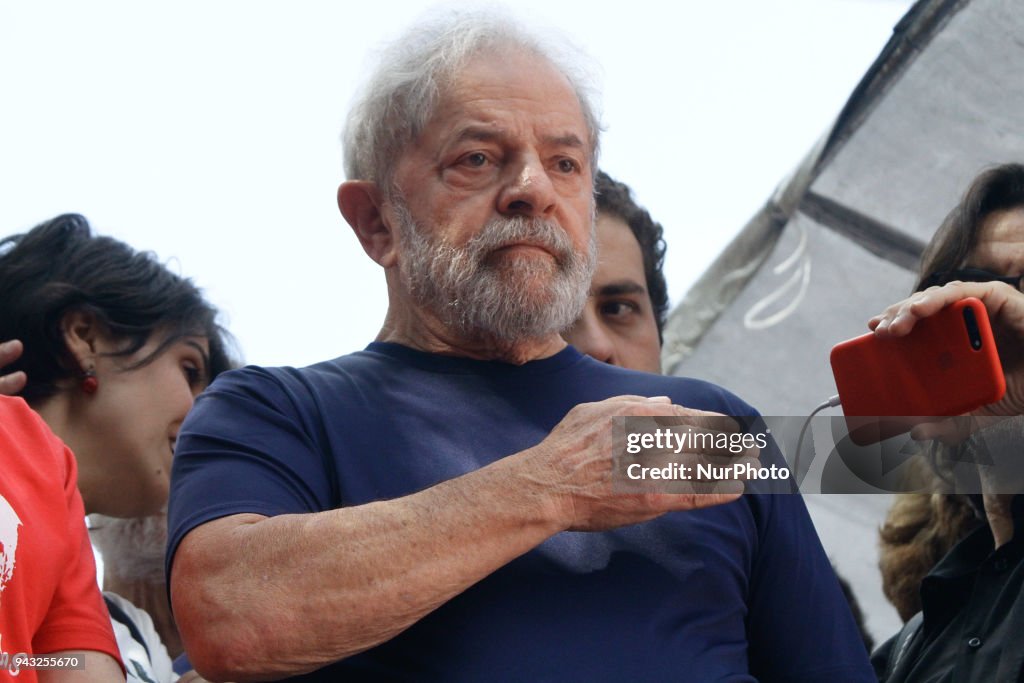 Protest against the arrest of former President Lula in Sao Paulo
