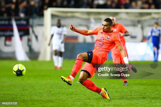 Alexander Djiku of SM Caen during the Ligue 1 match between Amiens SC and SM Caen at Stade de la Licorne on April 7, 2018 in Amiens, .