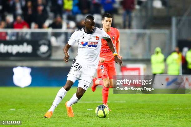 Lacina Traore of Amiens SC during the Ligue 1 match between Amiens SC and SM Caen at Stade de la Licorne on April 7, 2018 in Amiens, .