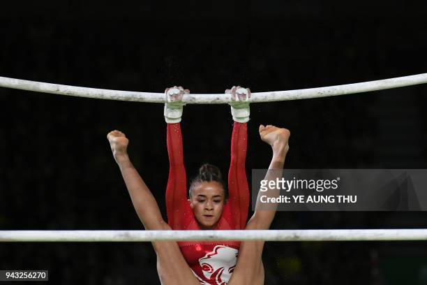 England's Georgia-Mae Fenton competes in the women's uneven bars final artistic gymnastics event during the 2018 Gold Coast Commonwealth Games at the...