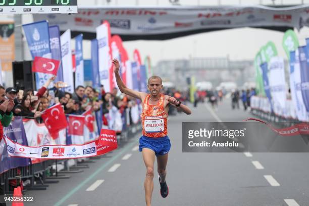 Ethiopian Amdework Walelegn finishes in the 1st place at the 13th Vodafone Istanbul Half Marathon at Yenikapi Square in Istanbul, Turkey on April 08,...