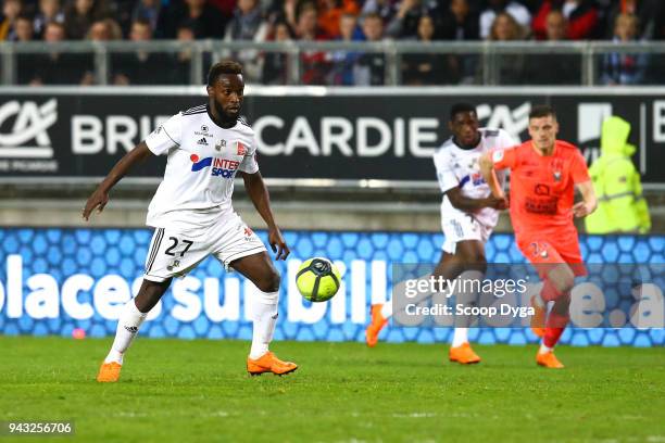 Steven Mendoza of Amiens SC during the Ligue 1 match between Amiens SC and SM Caen at Stade de la Licorne on April 7, 2018 in Amiens, .