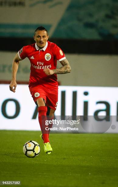 Benfica's Serbian midfielder Ljubomir Fejsa in in actionion during the Portuguese League football match between Vitoria FC and SL Benfica at Bonfim...