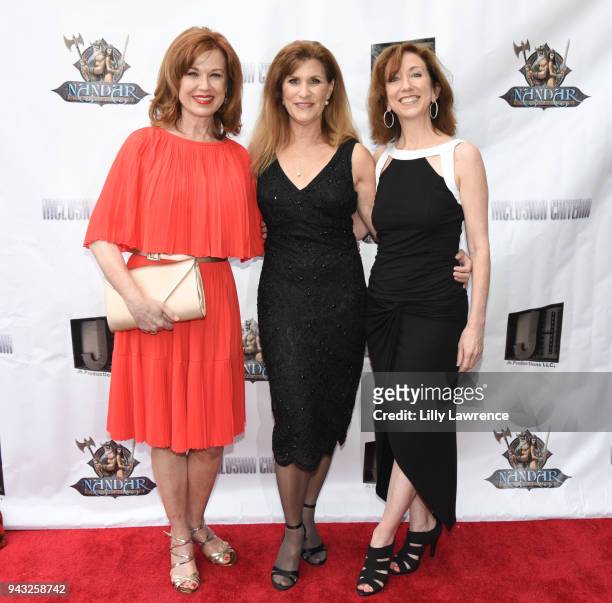 Actor Lee Purcell, director/ writer/actress Judy Norton and Laura Pursell attend the premiere of "Inclusion Criteria" at Charlie Chaplin Theatre on...