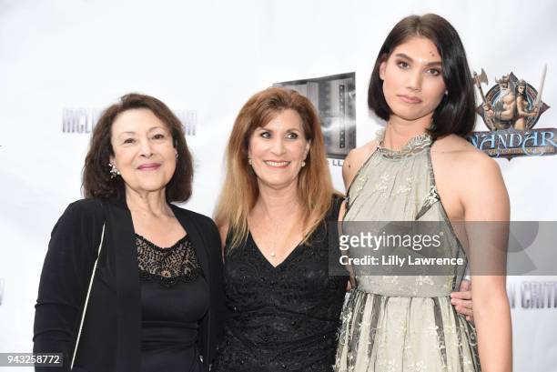 Marlene Hamerling, Judy Norton, and Vanessa Leigh attend the premiere of "Inclusion Criteria" at Charlie Chaplin Theatre on April 7, 2018 in Los...
